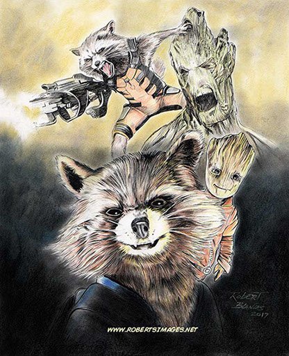Rocket Racoon and Groot by Robert Blancas